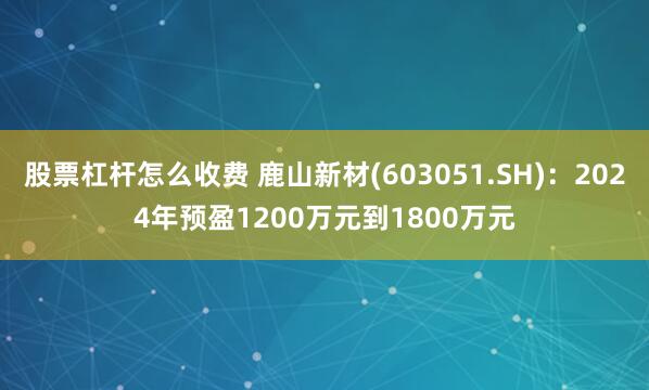 股票杠杆怎么收费 鹿山新材(603051.SH)：2024年预盈1200万元到1800万元