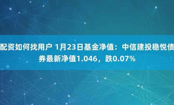 配资如何找用户 1月23日基金净值：中信建投稳悦债券最新净值1.046，跌0.07%