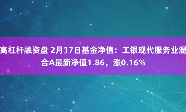 高杠杆融资盘 2月17日基金净值：工银现代服务业混合A最新净值1.86，涨0.16%