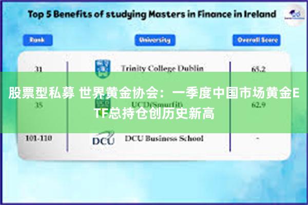 股票型私募 世界黄金协会：一季度中国市场黄金ETF总持仓创历史新高